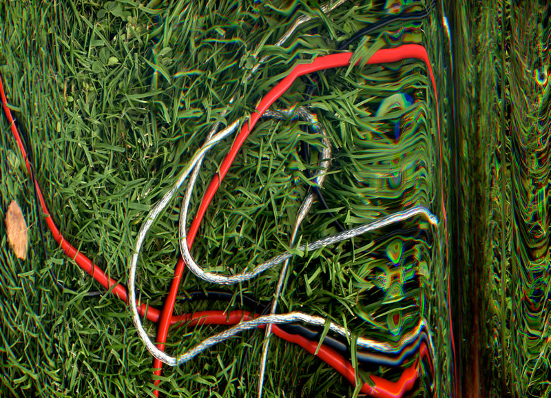 “Green Gras - Red Silver Cables“, 120x80cm, Photot Print - Christian Roeck